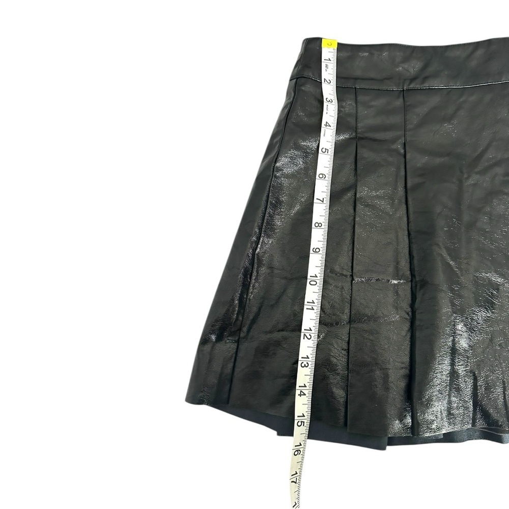 idem ditto Black Faux Leather Pleated Mini Skirt Size L NWT - Picture 5 of 8